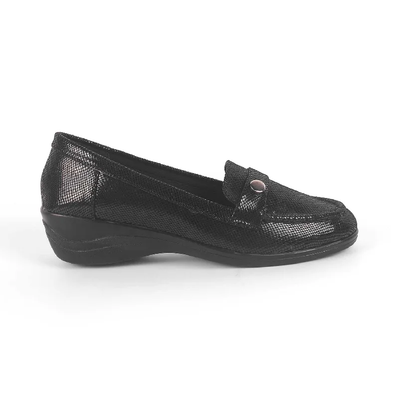 Formal Sports Shoes Tresmode Marcoval Black Women's Dress Wedge Loafers