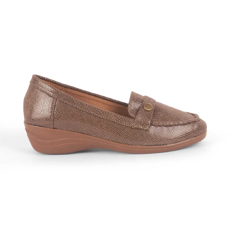 Comfortable Loafers For Women Tresmode Marcoval Brown Women's Dress Wedge Loafers