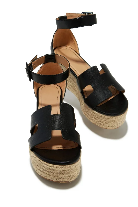 Outdoor Sandals Collection Weekend Cruise Espadrille Platform Sandals - Black