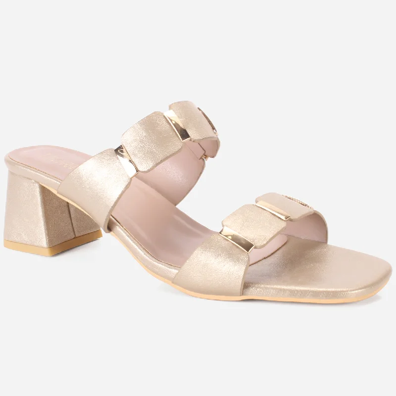 High Fashion Sneakers Womens "NATALIA" Fancy Block Heel Slide In Sandals