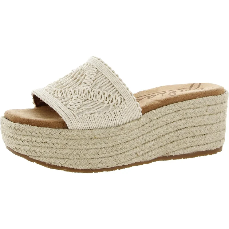 Comfortable Work Sneakers Zodiac Womens June Crochet Peep-Toe Slip On Platform Sandals