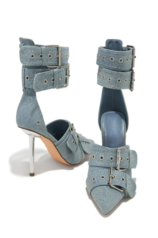 Casual Sports Footwear Kora Ankle Strap Pumps - Denim