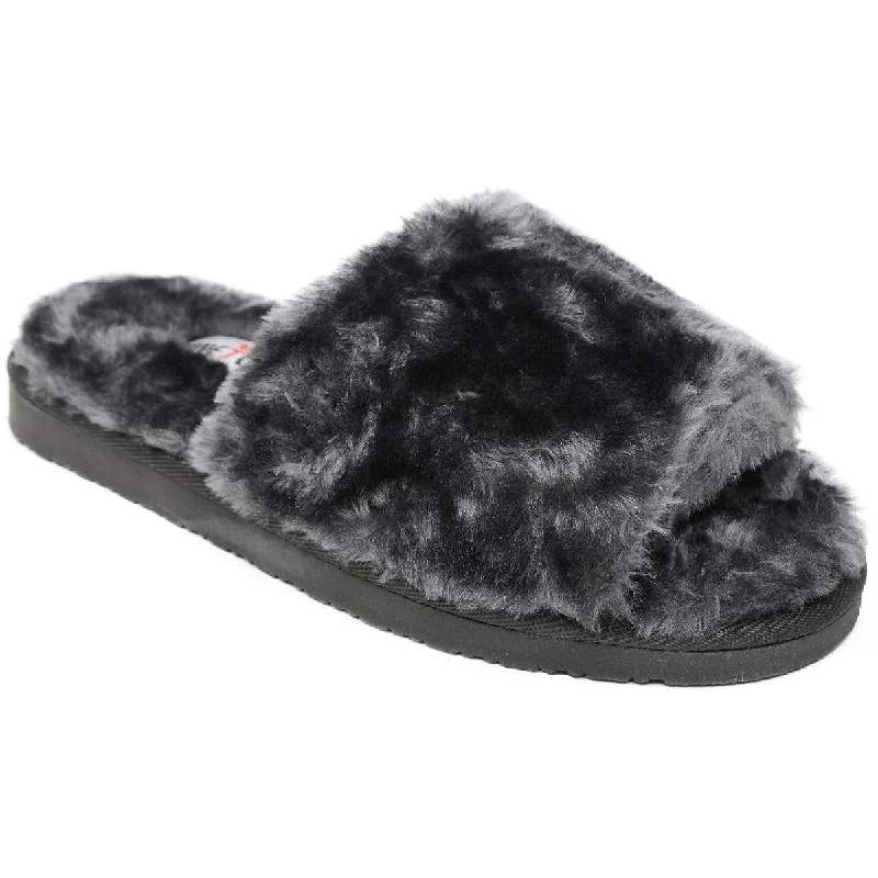 Minnetonka Womens Lolo Animal Print Faux Fur Slide Slippers