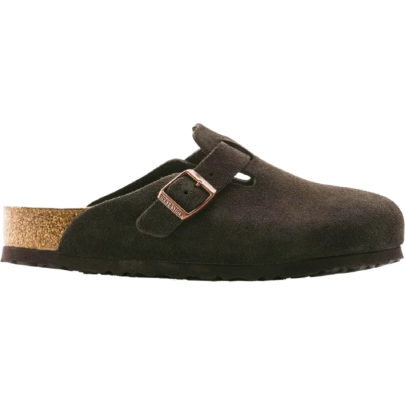 Comfortable Hiking Footwear Unisex Birkenstock Boston Soft Footbed Mocha Suede