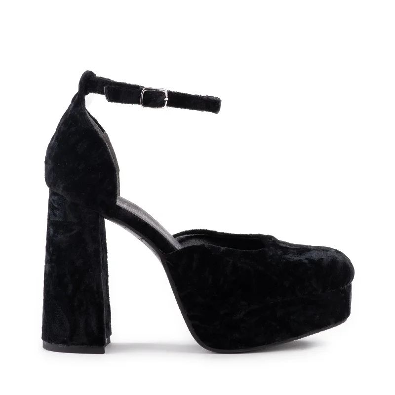 Comfortable Formal Boots Used To Love You Platform in Black Velvet from BC Footwear