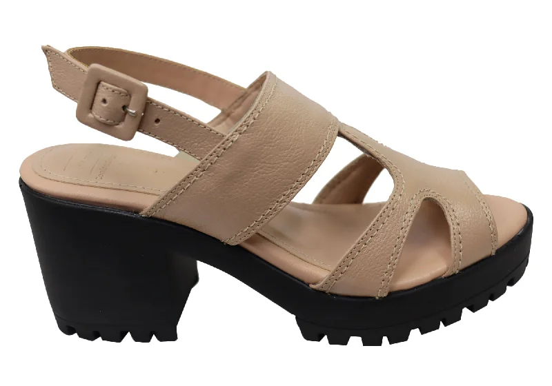 Durable Running Sandals Via Paula Audrey Womens Brazilian Comfortable Leather Platform Heels