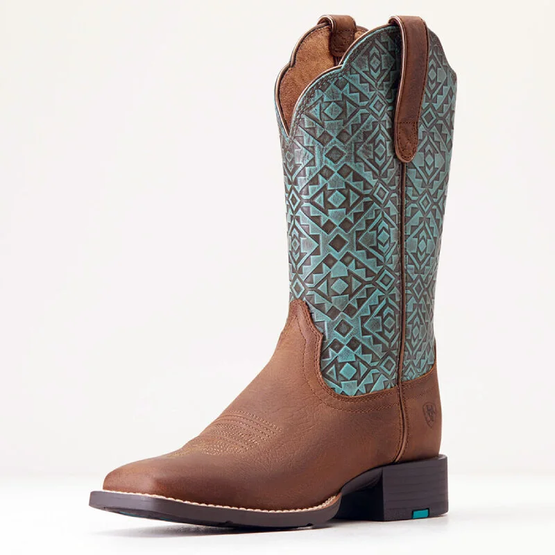 Ariat Women's Brown Turquoise Round Up Boots