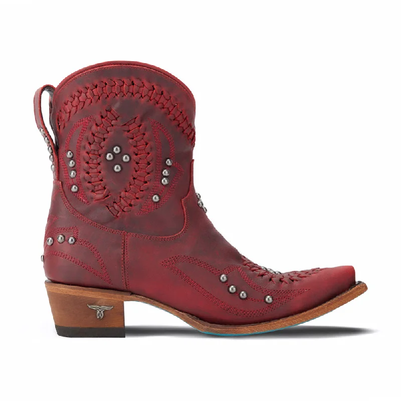 Cossette Studded Embroidered Snip Toe Zippered Cowboy Booties