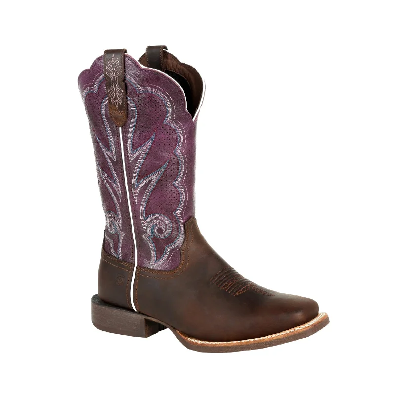 Vintage Sneakers Collection Durango Womens Brown/Plum Leather Rebel Pro Ventilated Cowboy Boots