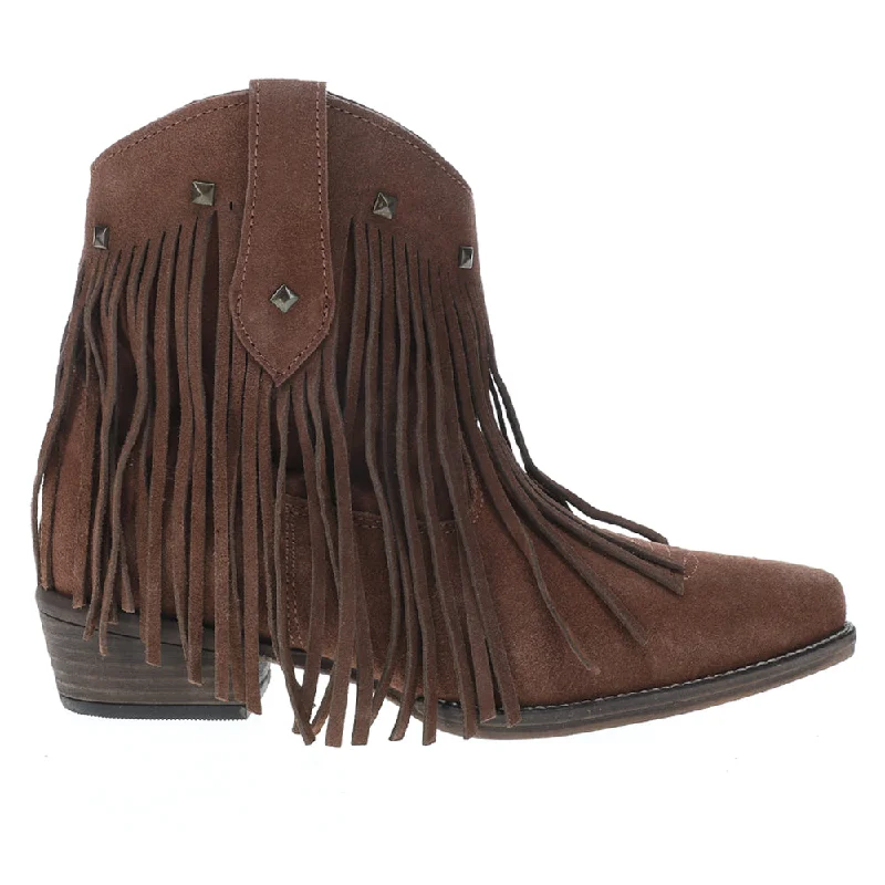 Sporty Running Shoes Dusty Fringe Studded Snip Toe Cowboy Booties