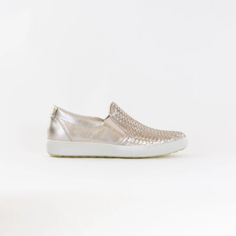 Ecco Soft 7 Woven Slip-on 2.0 (Women's) - Pure White Gold