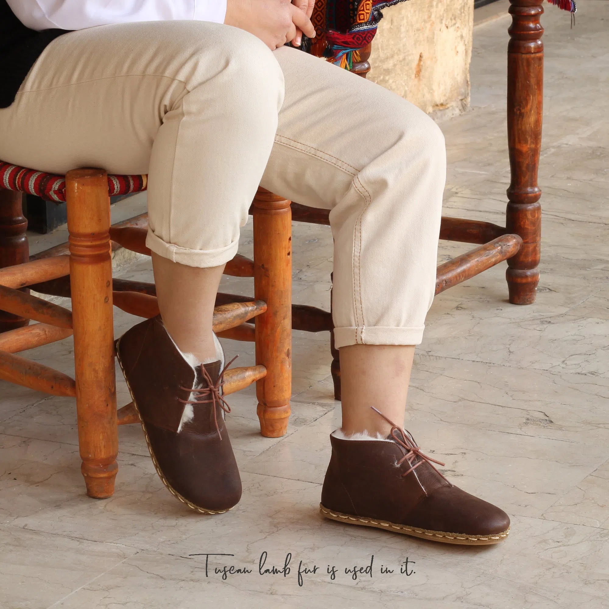 Best Flat Shoes Online Handmade Brown Barefoot Shearling Oxford Boots For Women