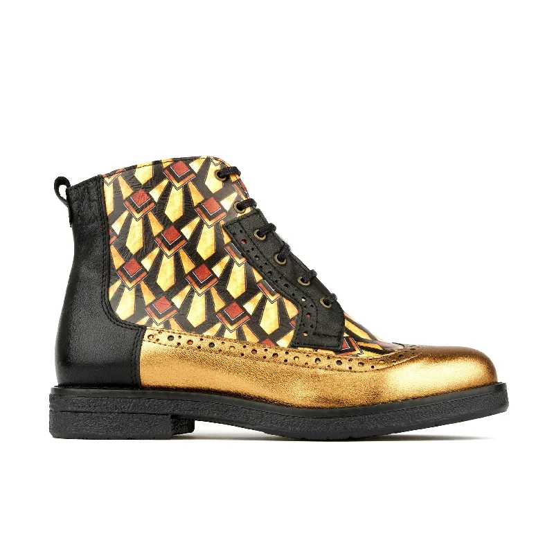 Comfortable Formal Boots Hatter - Black & Gold Zelda