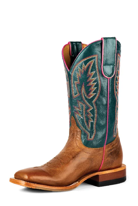 High Fashion Sneakers Macie Bean Womens Maryann Teal Goat Leather Cowboy Boots