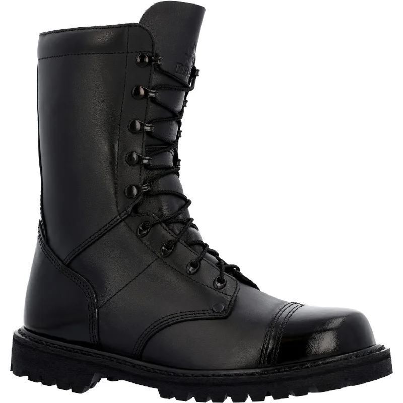 Rocky Womens Lace Up Jump Black Leather Military Boots