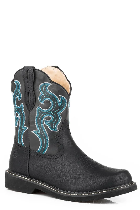 Best Running Footwear Roper Womens Black Faux Leather Chunk Rider 8In Cowboy Boots