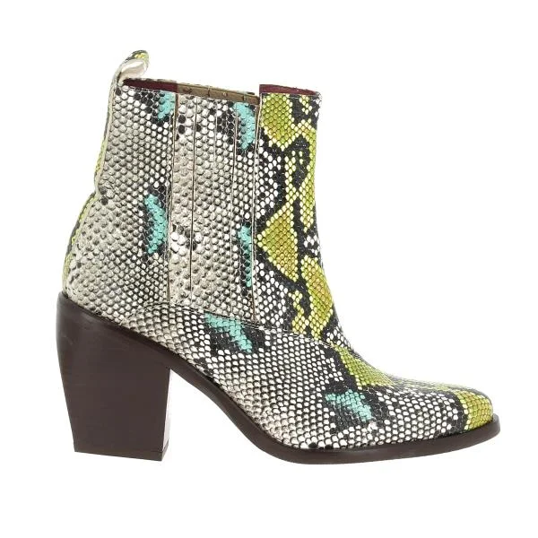 High Fashion Work Boots Torretti 8204 Lime Snake Ankle Boot