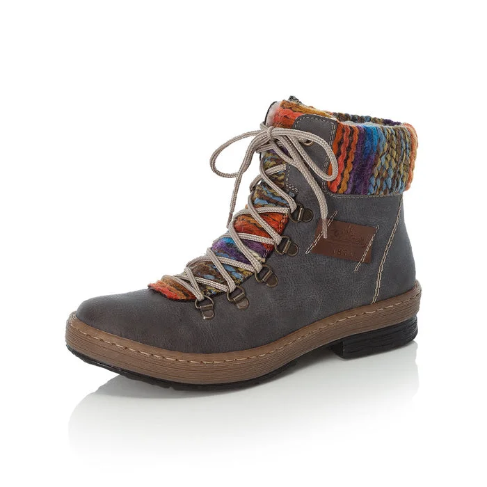 Womens Rieker Felicitas Ankle Boot in Basalt/Nuss